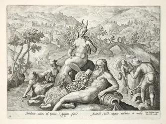 Metodo di cattura dei pesci con reti battendo contro le rocce, illustrazione da 